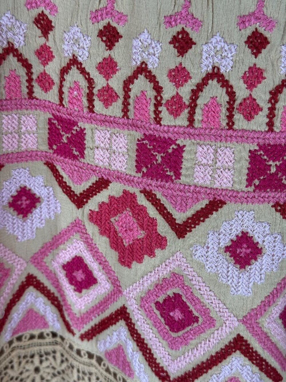 Sundance Embroidered Garden Sunset Maxi Dress Pink Tan Petite 12 12P NWT - Picture 7 of 9